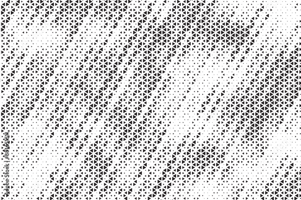 Aufkleber Halftone triangle abstract grunge background. Monochrome geometric vector pattern. Vector illustration.