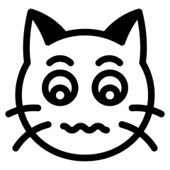 Vector Icon Nervous, Cat, Animal, Expression, Cat Emoji