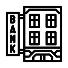 financial bank building line icon vector. financial bank building sign. isolated contour symbol black illustration
