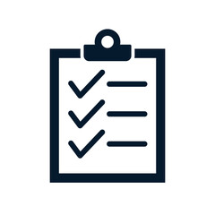 Clipboard, check marks. Concept testing, survey, report. Vector linear icon isolated on white background.