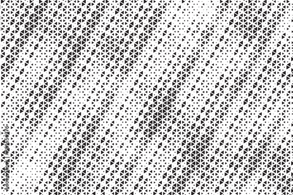 Aufkleber Triangle Shapes Vector Abstract Geometric Technology Oscillation Wave Isolated on Light Background. Halftone Triangular Retro Simple Pattern. Minimal 80s Style Dynamic Tech Wallpaper	