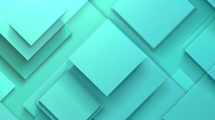 Abstract green cyan and turquoise geometric pattern with overlapping layers and lines creating a modern and futuristic design.