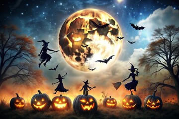 Fototapeta premium halloween background with pumpkin