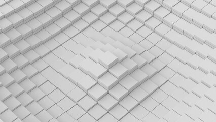 White box cubes, wave motion, corporate abstract background, mosaic pattern. Concept business, big data. 3D render