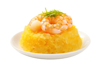 Shimmering Rice Dreams: A Delectable Delight of Shrimp and Rice on White or PNG Transparent Background.