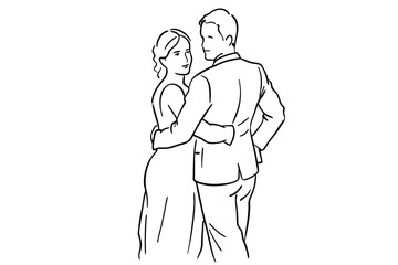 Couple Love Line Art Beautiful Pair Design