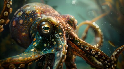 Enigmatic Squid Species with Intricate Anatomical Details and Alien like Appearance in Cinematic Low key Lighting
