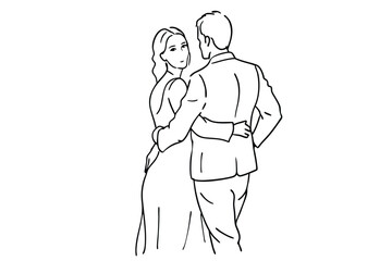 Couple Love Line Art Passionate Kiss Artwork