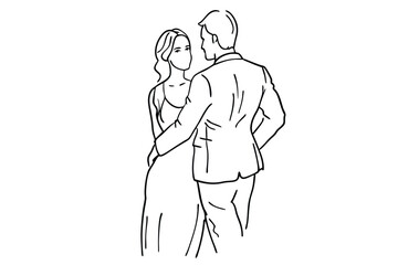 Couple Love Line Art Sweethearts Artistic Drawing