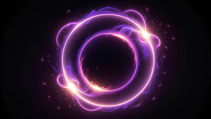 Fototapeta premium Abstract neon energy sphere of particles and waves circle of magical glowing on a dark background