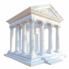 Obraz premium 3D Render, Low Poly style of a Roman temple with columns, on isolated white background, Generative AI