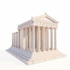 Obraz premium 3D Render, Low Poly style of an ancient Greek temple, on isolated white background, Generative AI