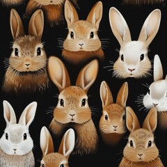 Fototapeta premium close up bunch rabbits black background