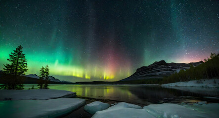 aurora borealis over the sea