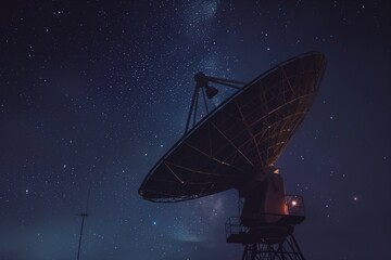 Radio Telescope Under Starry Night Sky