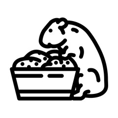 hamster with food pet line icon vector. hamster with food pet sign. isolated contour symbol black illustration