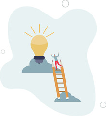 Creative idea, inspiration or imagination to create new innovative work, opportunity or wisdom concept.flat design.illustration with people. © Oleg