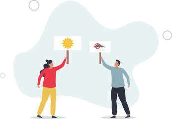 Seasonal affective disorder. Lack of sunshine and short daylight.flat design.illustration with people.