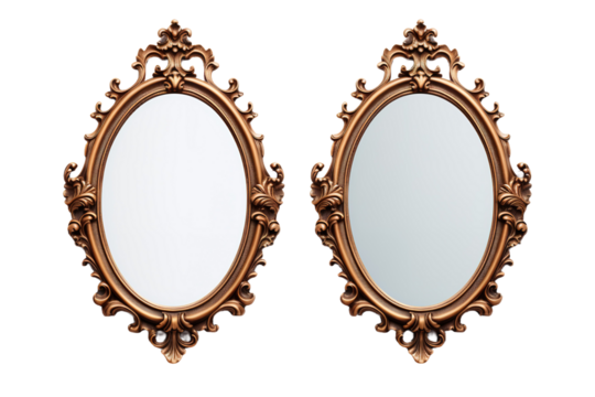 Reflective Twins: A Duet of Mirrors on White or PNG Transparent Background.