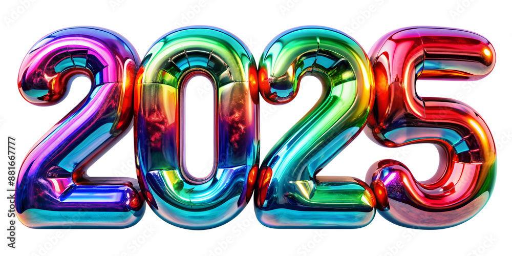 Poster 3d colorful 2025 number set with a vibrant gradient