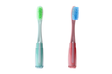 Twin Brushes: A Tale of Dental Hygiene on White or PNG Transparent Background.