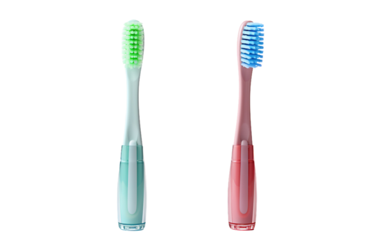Twin Brushes: A Tale of Dental Hygiene on White or PNG Transparent Background.