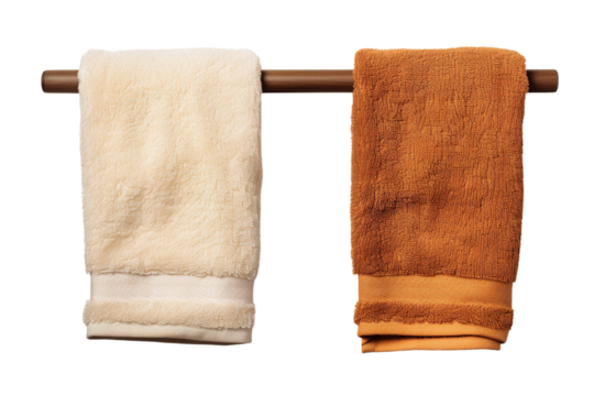 Dancing Towels: A Playful Duo on a Silver Stage on White or PNG Transparent Background.