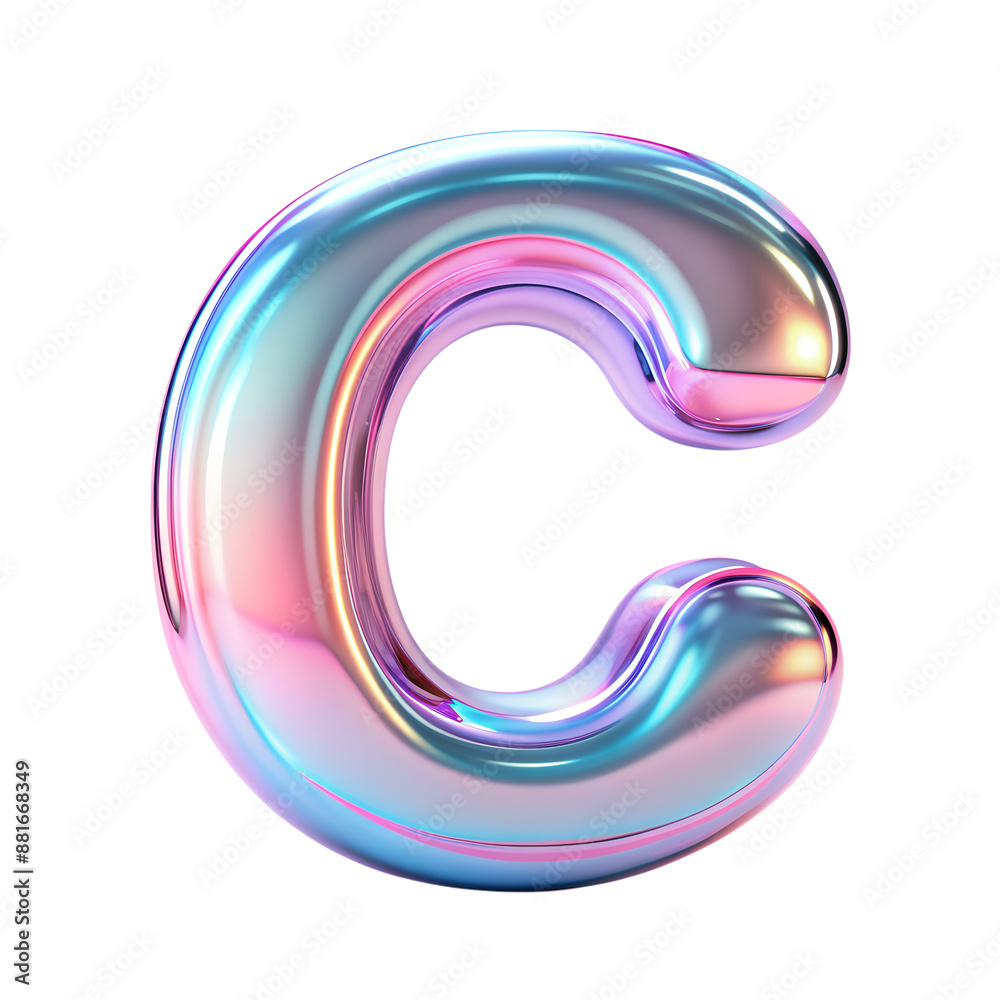 Wall mural 3d stylish letter c isolated on transparent background with clipping path cut-out