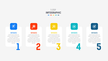 Five Step Infographic design element template for presentation. info graphic illustration. process diagram and presentations step,  banner, flow chart, 5 option template.
