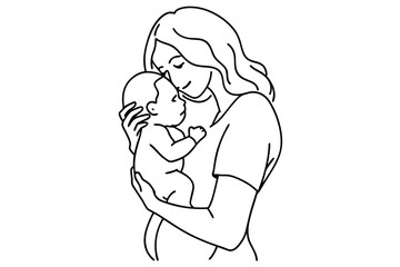 Mother's Love Line Art Loving Connection Illustration