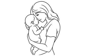 Mother's Love Line Art Special Hug Design