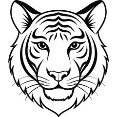 Tiger head silhouette vector style with white background