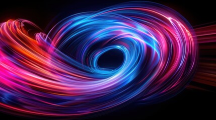 Vivid Light Swirls, Dynamic swirls of colorful light trails on black background, Abstract Energy.
