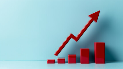 Financial Crisis or price inflation concept , Red Arrow with graph showing increase of consumer market inflation price vat index, recession effect on world economy, copy space for text