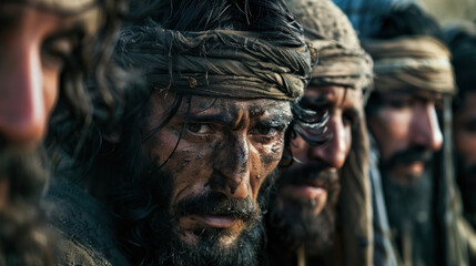 Hardworking Disciples of Jesus. fisherman disciples of jesus in closeup look