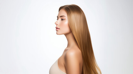 Fototapeta premium beautiful woman with long gold shiny straight hair