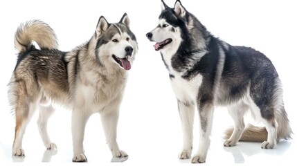 Obraz premium Two Alaskan Malamutes on White Background