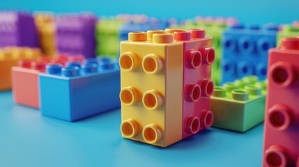 Toy bricks with customizable colors and space for content