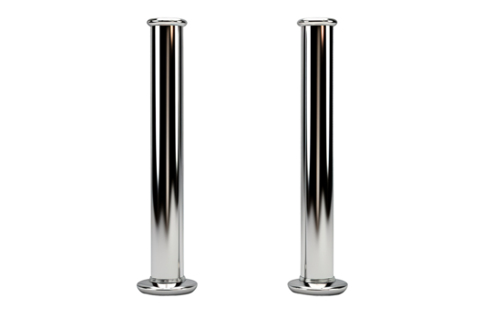 Duet of Metallic Guardians on White or PNG Transparent Background.