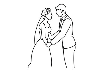 Wedding Anniversary Line Art Joyful Celebration Drawing