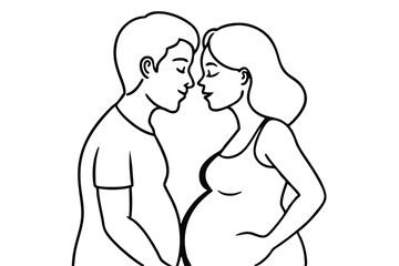 Pregnant Women Line Art Warm Affection Artwork