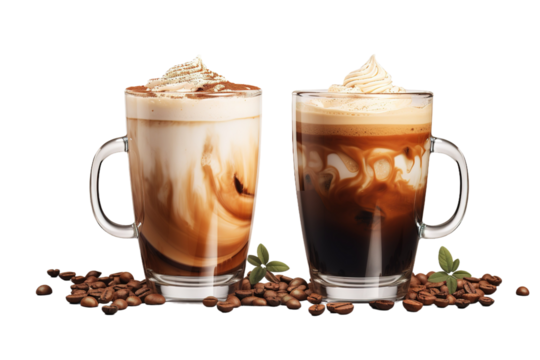 Coffee Delight: Whipped Cream Wonderland on White or PNG Transparent Background.