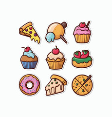 Foods printable stickers clipart illustration set