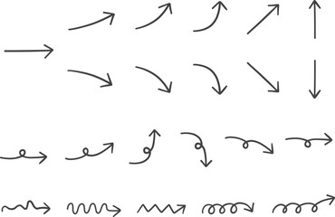 手描きのシンプルな矢印セット