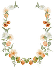 Watercolor floral frame with apricots