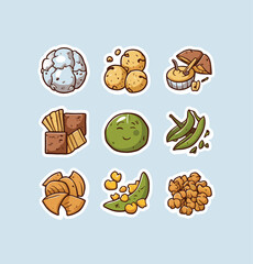 Foods printable stickers clipart illustration set