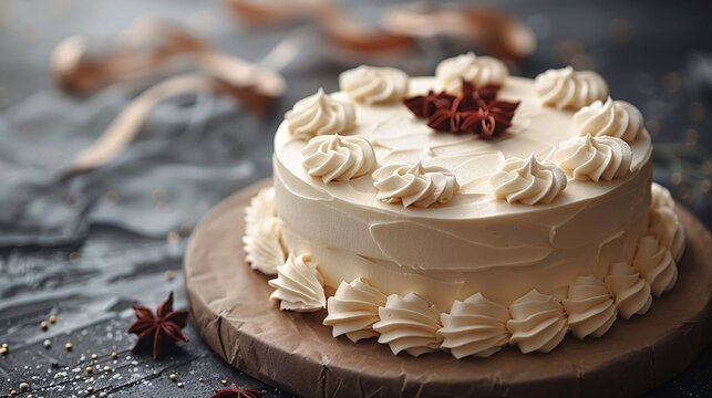 3D illustration of a blank cake with a paper topper template.