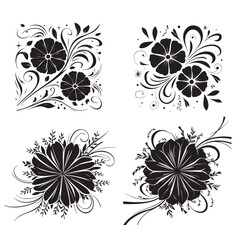 Set of elegant floral logo elements