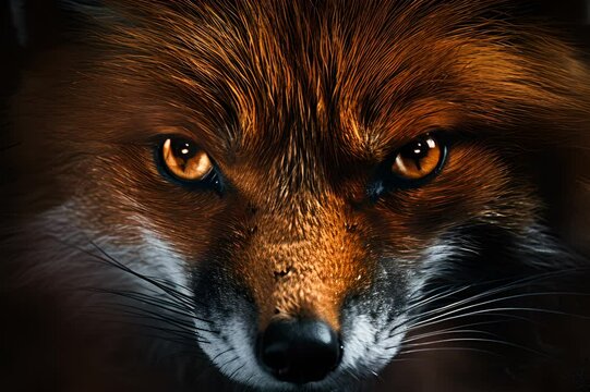 red fox looking on black background