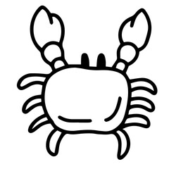 Hand drawn black and white color of crab design isolated on trantransparent background. Vector illustration. 